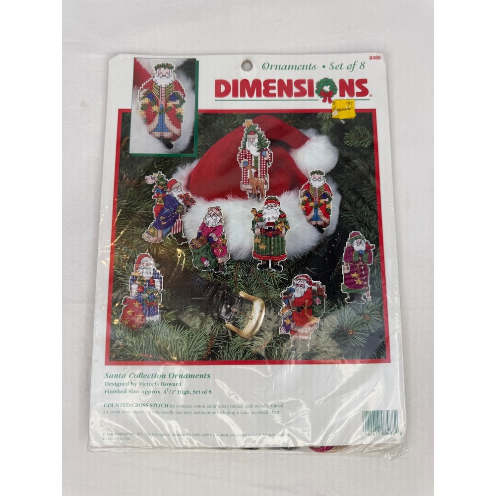 Dimensions Santa Collection Ornaments Cross Stitch Kit - Red, Green, White